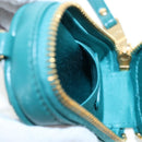 Miu Miu Matelasse Neck Mini Pouch Leather Green Gold Tone Auth 167613M-26
