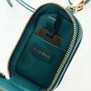 Miu Miu Matelasse Neck Mini Pouch Leather Green Gold Tone Auth 167613M-28