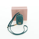 Miu Miu Matelasse Neck Mini Pouch Leather Green Gold Tone Auth 167613M-12