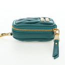Miu Miu Matelasse Neck Mini Pouch Leather Green Gold Tone Auth 167613M-3