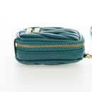 Miu Miu Matelasse Neck Mini Pouch Leather Green Gold Tone Auth 167613M-4