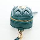 Miu Miu Matelasse Neck Mini Pouch Leather Green Gold Tone Auth 167613M-6