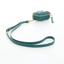 Miu Miu Matelasse Neck Mini Pouch Leather Green Gold Tone Auth 167613M-7