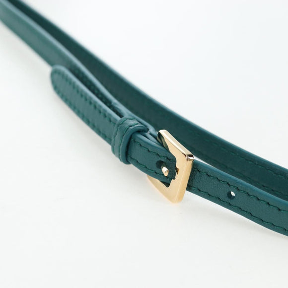 Miu Miu Matelasse Neck Mini Pouch Leather Green Gold Tone Auth 167613M