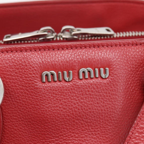 Miu Miu Hand Bag Leather 2way Red Silver Auth 167615M