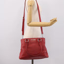 Miu Miu Hand Bag Leather 2way Red Silver Auth 167615M-30