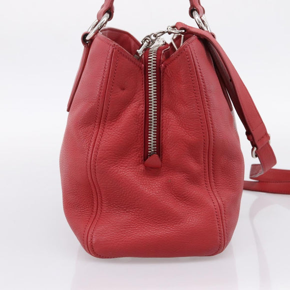Miu Miu Hand Bag Leather 2way Red Silver Auth 167615M