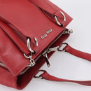 Miu Miu Hand Bag Leather 2way Red Silver Auth 167615M-6