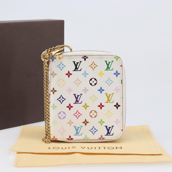 LOUIS VUITTON Monogram Multicolor Agenda Mini Zipper White R21046 Auth 167616V
