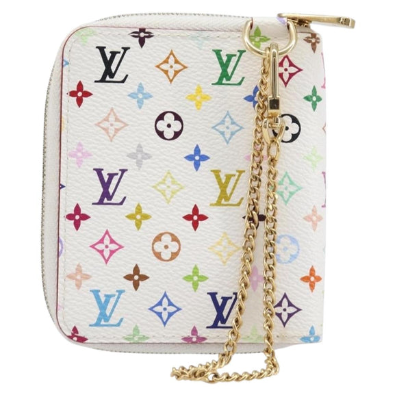 LOUIS VUITTON Monogram Multicolor Agenda Mini Zipper White R21046 Auth 167616V