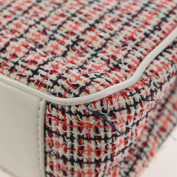 CHANEL Flap Pouch Chain Shoulder Bag Tweed Red Gold Tone CC Auth 167617SM