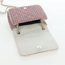 CHANEL Flap Pouch Chain Shoulder Bag Tweed Red Gold Tone CC Auth 167617SM-22