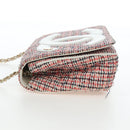 CHANEL Flap Pouch Chain Shoulder Bag Tweed Red Gold Tone CC Auth 167617SM-3