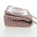 CHANEL Flap Pouch Chain Shoulder Bag Tweed Red Gold Tone CC Auth 167617SM-4