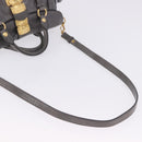 Miu Miu Hand Bag Leather 2way Gray Gold Tone Auth 167623M-9