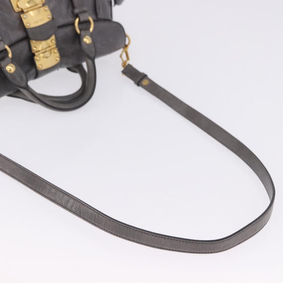 Miu Miu Hand Bag Leather 2way Gray Gold Tone Auth 167623M
