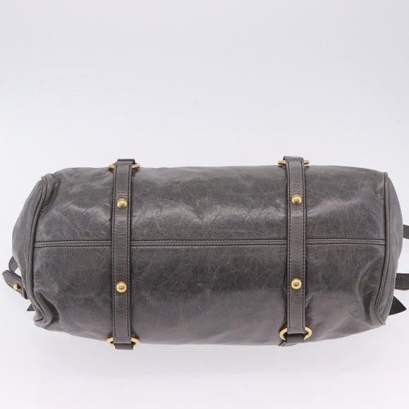 Miu Miu Hand Bag Leather 2way Gray Gold Tone Auth 167623M