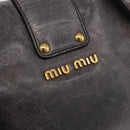 Miu Miu Hand Bag Leather 2way Gray Gold Tone Auth 167623M-22