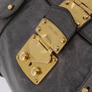Miu Miu Hand Bag Leather 2way Gray Gold Tone Auth 167623M-23