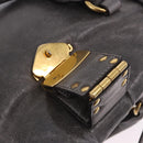 Miu Miu Hand Bag Leather 2way Gray Gold Tone Auth 167623M-24