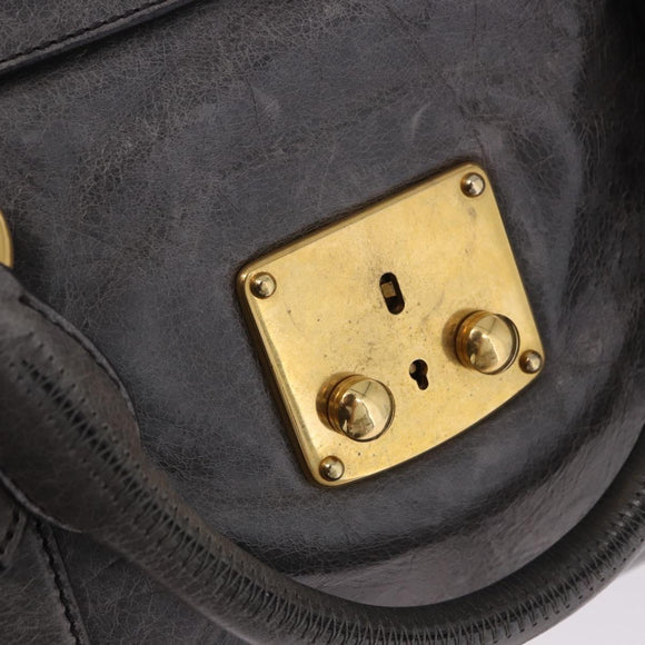Miu Miu Hand Bag Leather 2way Gray Gold Tone Auth 167623M