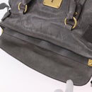 Miu Miu Hand Bag Leather 2way Gray Gold Tone Auth 167623M-26