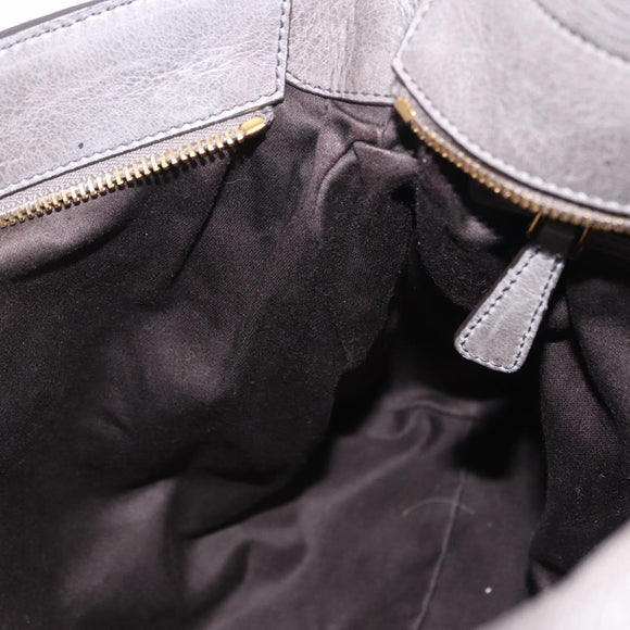 Miu Miu Hand Bag Leather 2way Gray Gold Tone Auth 167623M