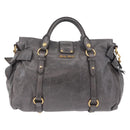 Miu Miu Hand Bag Leather 2way Gray Gold Tone Auth 167623M-2