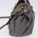 Miu Miu Hand Bag Leather 2way Gray Gold Tone Auth 167623M-3