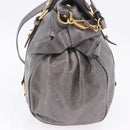 Miu Miu Hand Bag Leather 2way Gray Gold Tone Auth 167623M-5
