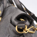 Miu Miu Hand Bag Leather 2way Gray Gold Tone Auth 167623M-6
