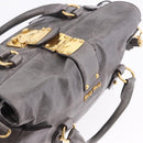 Miu Miu Hand Bag Leather 2way Gray Gold Tone Auth 167623M-14