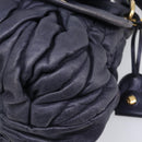 Miu Miu Matelasse Hand Bag Leather 2way Navy Gold Tone Auth 167624V-20