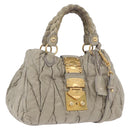 Miu Miu Matelasse Hand Bag Leather 2way Beige Gold Tone Auth 167625V-1