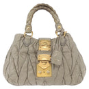 Miu Miu Matelasse Hand Bag Leather 2way Beige Gold Tone Auth 167625V-13