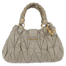 Miu Miu Matelasse Hand Bag Leather 2way Beige Gold Tone Auth 167625V-2