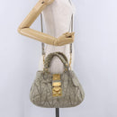 Miu Miu Matelasse Hand Bag Leather 2way Beige Gold Tone Auth 167625V-35