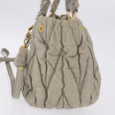 Miu Miu Matelasse Hand Bag Leather 2way Beige Gold Tone Auth 167625V-3
