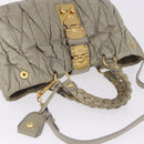 Miu Miu Matelasse Hand Bag Leather 2way Beige Gold Tone Auth 167625V-14