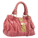 Miu Miu Matelasse Hand Bag Leather 2way Pink Gold Tone Auth 167626M-1