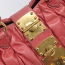 Miu Miu Matelasse Hand Bag Leather 2way Pink Gold Tone Auth 167626M-20
