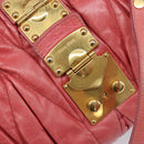 Miu Miu Matelasse Hand Bag Leather 2way Pink Gold Tone Auth 167626M-21