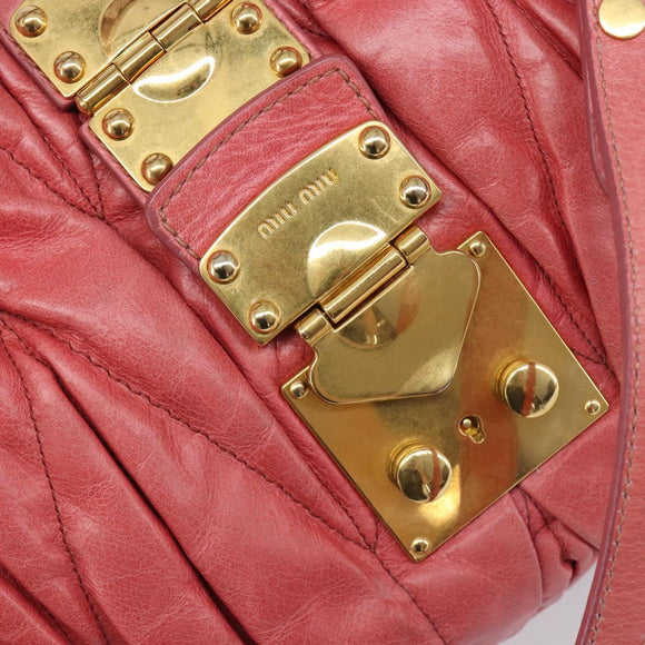 Miu Miu Matelasse Hand Bag Leather 2way Pink Gold Tone Auth 167626M
