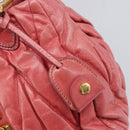 Miu Miu Matelasse Hand Bag Leather 2way Pink Gold Tone Auth 167626M-22