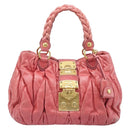 Miu Miu Matelasse Hand Bag Leather 2way Pink Gold Tone Auth 167626M-13