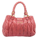 Miu Miu Matelasse Hand Bag Leather 2way Pink Gold Tone Auth 167626M-2
