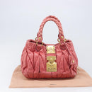 Miu Miu Matelasse Hand Bag Leather 2way Pink Gold Tone Auth 167626M-12