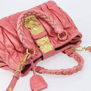 Miu Miu Matelasse Hand Bag Leather 2way Pink Gold Tone Auth 167626M-6