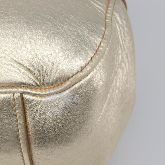 Miu Miu Hand Bag Leather Champagne Gold Gold Tone Auth 167627V
