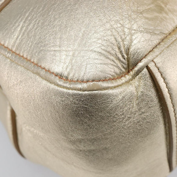 Miu Miu Hand Bag Leather Champagne Gold Gold Tone Auth 167627V